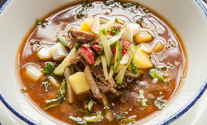 Окрошка на квасе с языком: простой рецепт