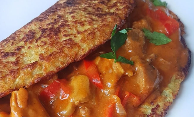 Драник размером со сковороду: вкуснота с начинкой 